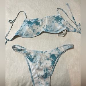 Hollister white and blue bikini. Size large bottoms and medium top